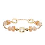Lady Orange Glass Beads Handmade Bracelet With Gold Metal Bean Beads At Fall