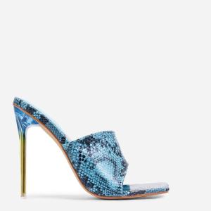 Wholesale Handmade OEM Womens Leather Mule Slippers Snake Printing PU Material from china suppliers