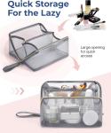 Portable Large Black Mesh Cosmetic Bag Open Flat Organizer Travel Bag For Men