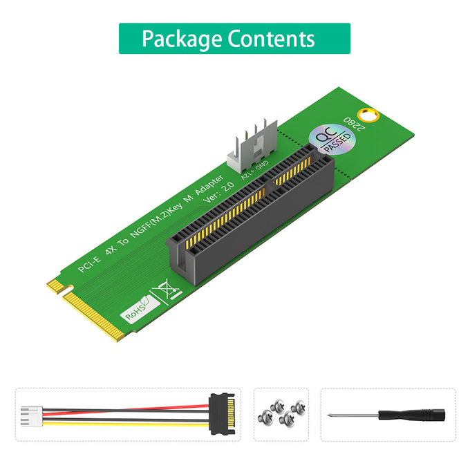 PCI Express PCI-E 4X to NGFF M.2 PCIe Riser Card X4 to M2 Key M Adapter Indicator for Crypto