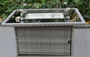 Wholesale Garden Wicker Outdoor Square Propane Gas Fire Pit With Grill Barbecue from china suppliers