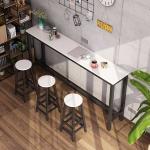 Vintage Brown High Chair Bar Table 1.6m Tall Stool Table For Coffee Shop