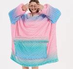 Custom Print Wearable Oversized Hooded Blankets Luxury Colorful
