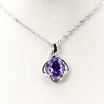 925 Silver Wave Chain Necklace and Citrine Cubic Zircon Pendant (PSJ0431)