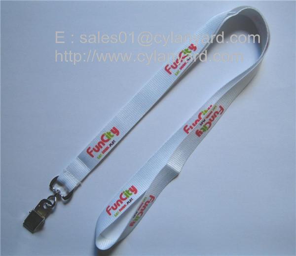 Swivel metal card jaw clip polyester lanyards, id badge lanyard with metal jaw