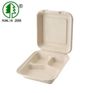 Wholesale 6in Natural Color Biodegradable Eco Friendly Disposable Lunch Boxes Food Containers 3 Compartments from china suppliers