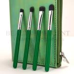 Green 4pcs Eyeshadow Makeup Brush Set 9.6cm Shinny Silver Ferrule