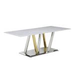 220x110x75cm Luxury Marble Dining Table White Marble Top Dining Room Table