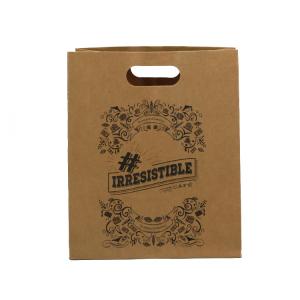 Wholesale Low cost die cut single black color printing custom paper bag with logo and handle plant from china suppliers