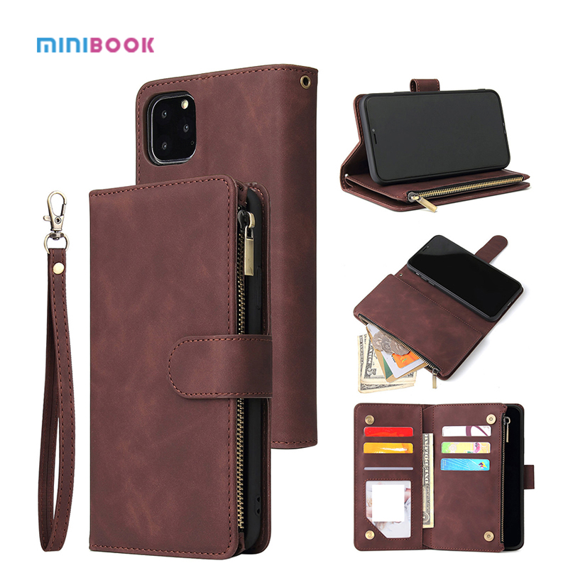 Genuine Leather Wallet Stand Phone Case For iPhone Xs Max With Credit Card Holder 15*0.8*7.5cm