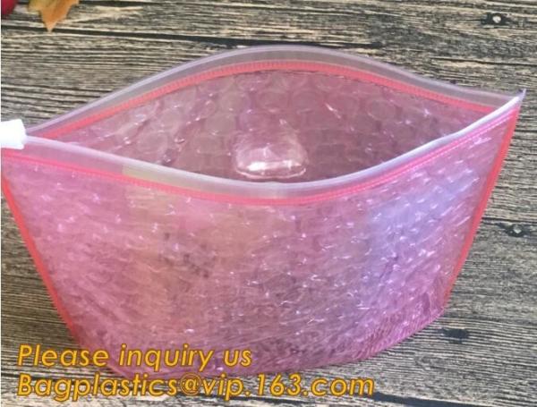Holographic Zipper Slider Zip Lock Bubble Bag,Cosmetic Zipper Bag/Rose Gold