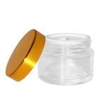 Mirror Finish Golden Colored Lid Transparent Glass Cream Jars 30g Portable