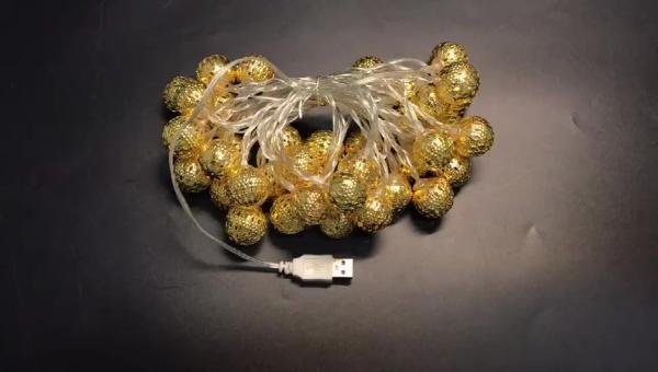 10/20/40/50leds Fairy Moroccan Hollow Metal Ball LED String Lights Battery