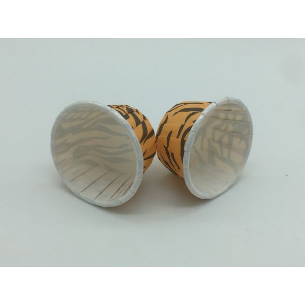 High Temp PET Baking Cups , Food Grade Zebra Print Cupcake Liners Curry Color