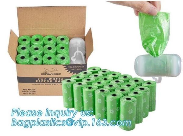 Scented Pet Waste Bags with Dispenser, customized biodegradable pet waste dog