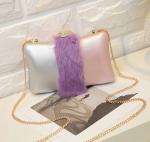 2016 new phone bag plush Night female fashion evening bag hit the color tide