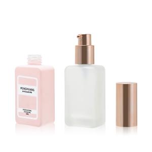 Wholesale Lotion Pump Glass Foundation Bottle Gold Square Skin Care Cosmetic Packaging 35ml from china suppliers