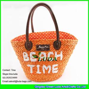 Wholesale LUDA the fashionable corn husk straw bag with embroidery letters from china suppliers