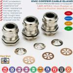 Brass EMC (VSD) Shielded M20 Cable Gland, Adjustable 6-12mm EMV Screened Gland