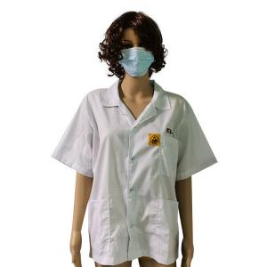 China 2.5mm Gird T-Shirt Industrial Work Clothes For Cleanroom ESD Antistatic on sale