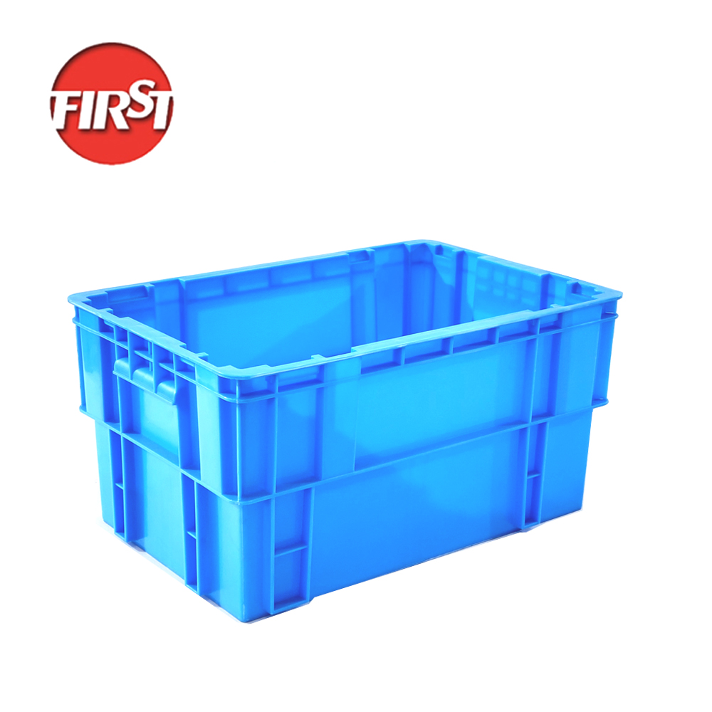 595x395x300mm Solid Plastic Crate Stackable For Moving And Storage Square