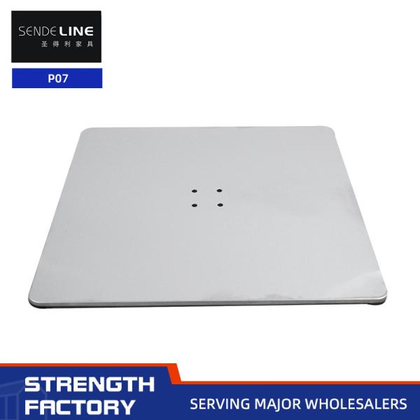 Square Solid Iron Plate 4-hole Barber Chair Base With Stainless Steel Brushed