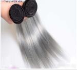 Silver Grey Ombre Human Hair Extensions Unprocessed Straight Virgin Hair