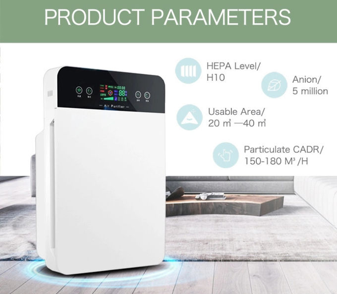 PM2.5 Detection 48W 180M3/H Carbon Filter Hepa Cleaner