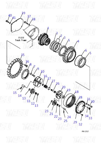 Custom Colors 708-8H-00320 PC360-7 Excavator Travel Drive Catalog Motor in Black