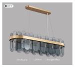 Smoky Gray Glass Chandelier For Living Dining Room Rectangle island chandelier