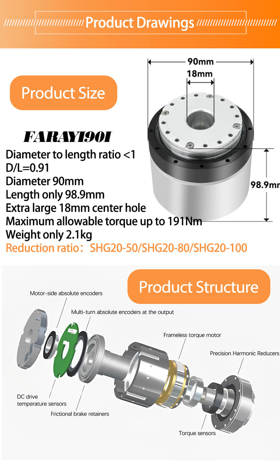 Faradyi Faradyi90I Hot Sale High Torque Brushless Motor With Driver CAN Protocol DC Motor for Commercial Robots