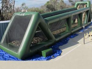 China High 80ft Green Inflatable Sports Games Long Giant Inflatable Zip Line For Adults on sale