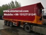 OEM Steel Tipper Semi Trailer ISO SGS With Hydraulic System 30-50 Tons Red