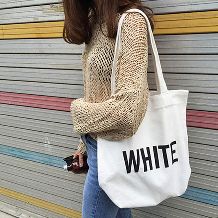 Eco Friendly Reusable Women Canvas Cotton Bag Custom Printed Organic Tote for Grocery