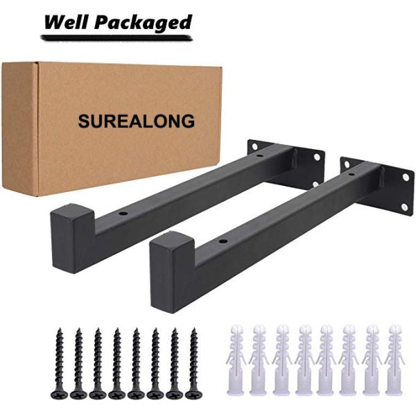 Custom Wall Mounted Retro Decor Shelf Hardware Brace Square Pipe Mounting Bracket