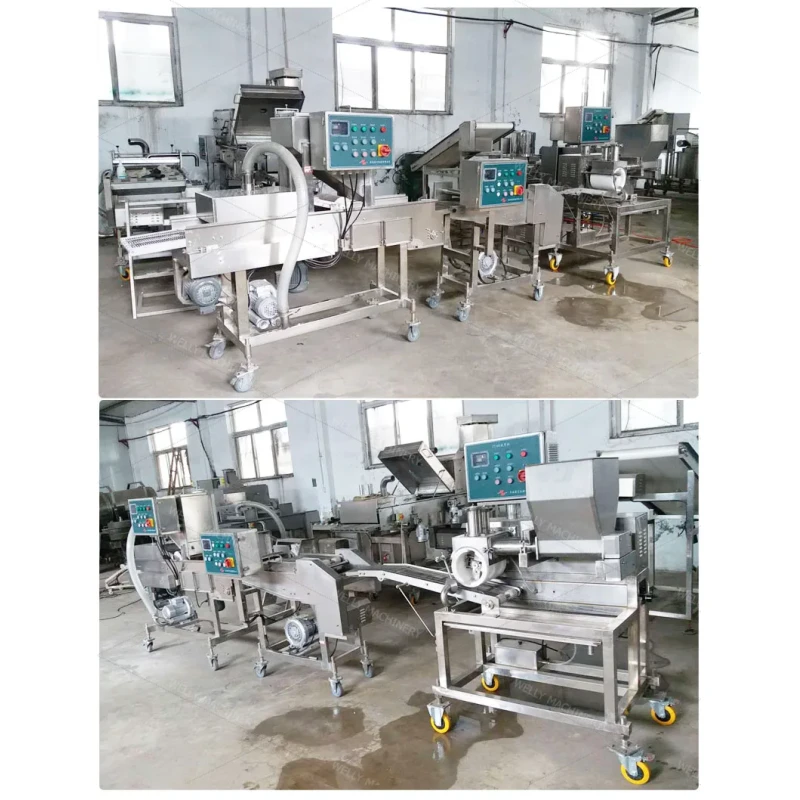 Commercial Chicken Escalope Potato Patty Starching Machine Fish Nuggets Starching Machine