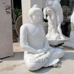 Marble Sitting Buddha Statues Life Size Hand Carved Budha Sculpture Garden