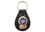 New York Police Custom Personalized Leather Keychain with Brass Soft Enamel