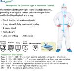 65Gsm Blue Line Microporous Disposable Hooded Coverall Type 4 5 6 For Spray