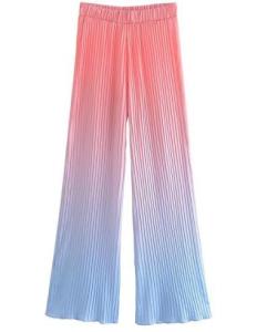 Wholesale Clothing Manufacturers For Small Orders Women'S Casual Elastic Waist Gradient Pants Pleated Flared Trousers from china suppliers