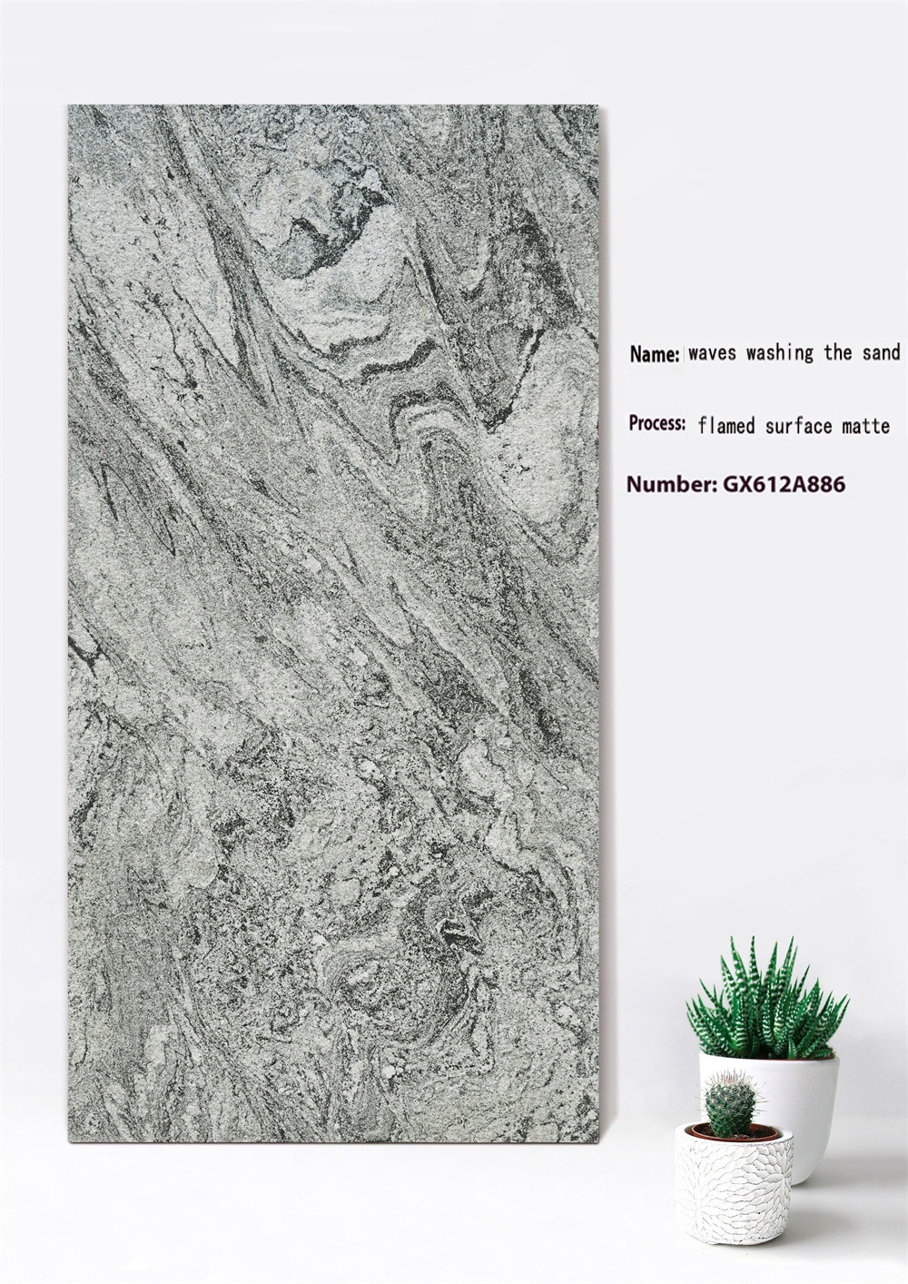 60x120cm Flamed Surface Matte Gray Curtain Wall Thick Tile For Balcony ISO9001 Acid-Resistance