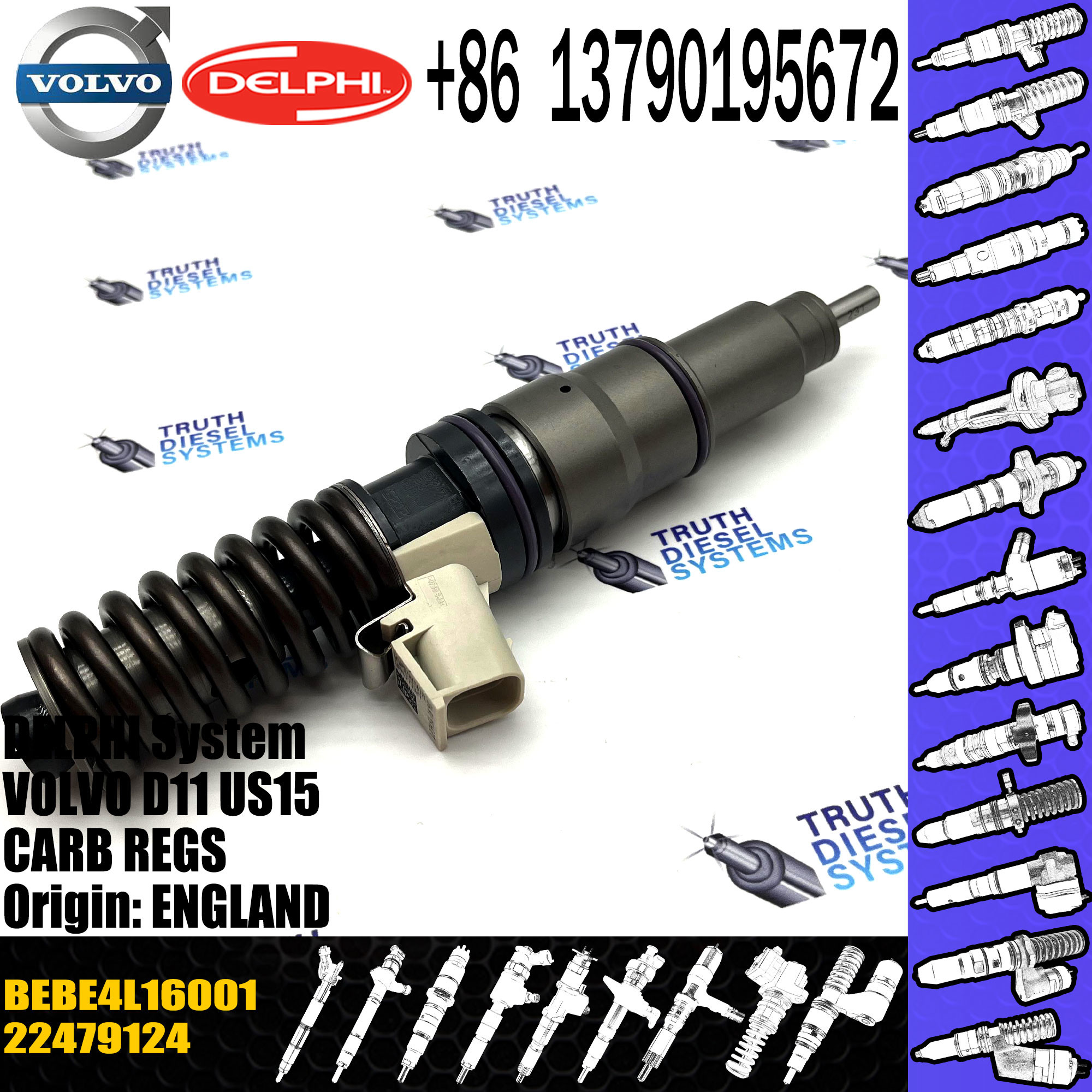 New Diesel Fuel Injector 22479124 BEBE4L16001 for VOL D13 BEBE4L16001 22479124