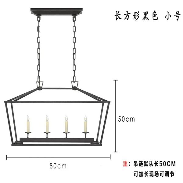 Loft Vintage Iron Birdcage Pendant Light Modern Darlana Linear Lantern Chandelier（WH-AP-640）