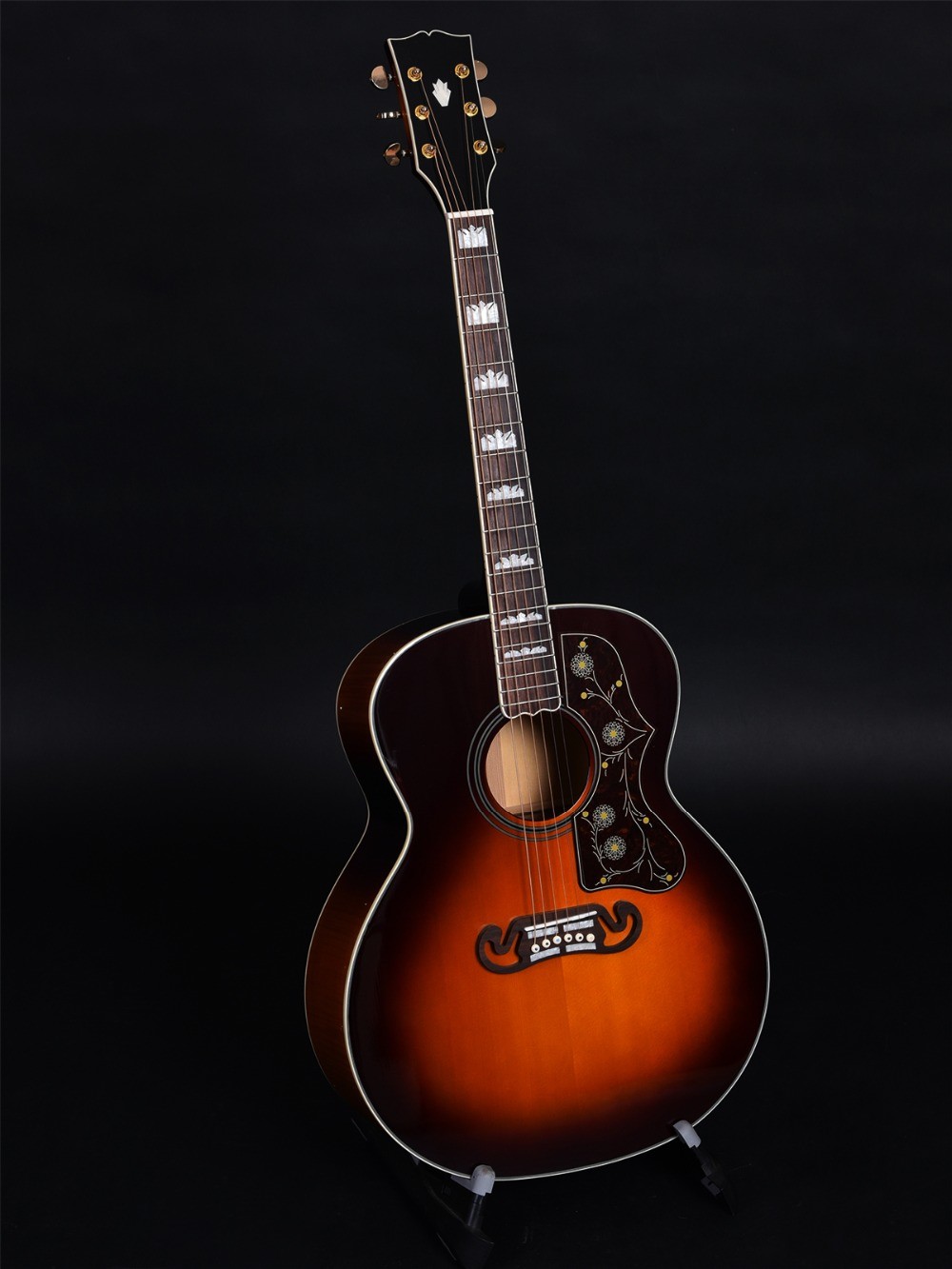 Customized 43 Inch size solid wood acoustic guitar flamed maple back side rosewood fingerboard