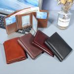 Custom Logo Avaliable Men's Leather RFID Blocking Trifold Credit Card Holder