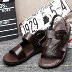 Flat Handmade Leather Sandals Leisure Black Beach Sandals With Leather Upper