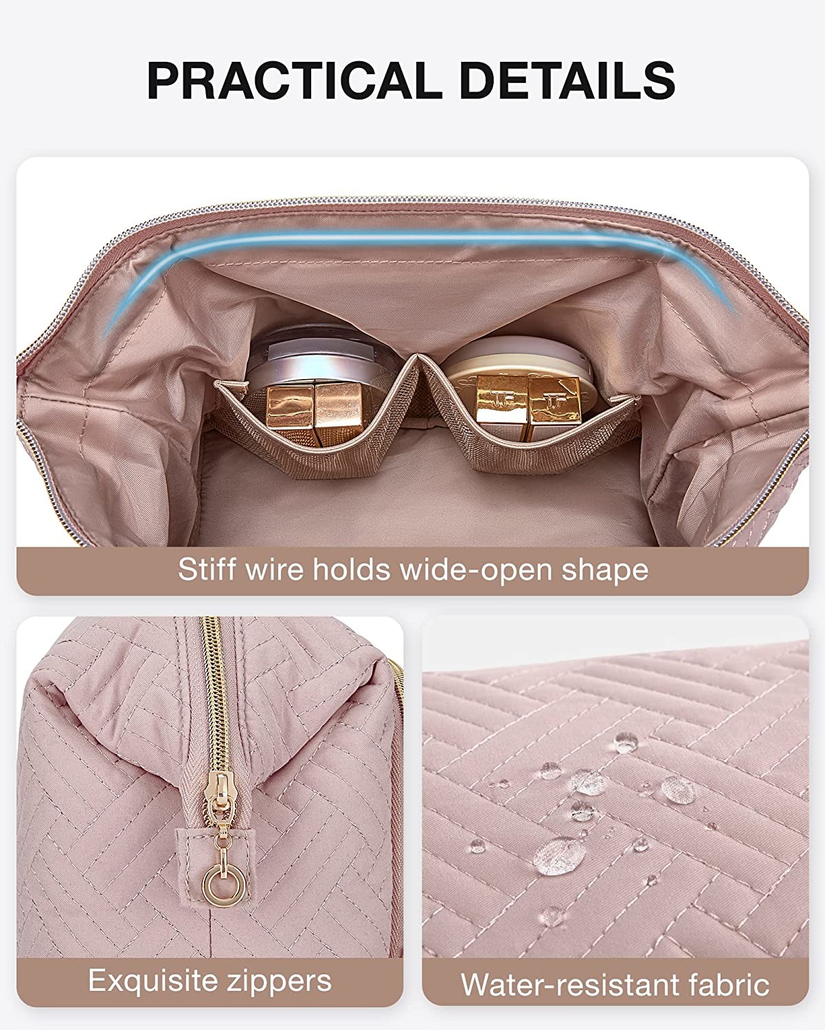 Custom Logo Large Wide-open Travel Makeup Bags Carry All Pouch for Toiletry Accessories Make Up Cosmetic Organizer Case