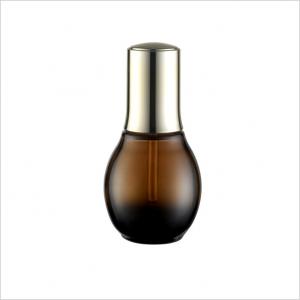 China 30ml 50ml Amber Spherical Luxury Dropper Bottle Gold Switch Dropper Cap Massage Oil Glass Bottle on sale