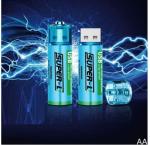 1.5V USB Rechargeable Lithium Batteries Pack 1000mAh Capacity Blister Card