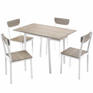 Wholesale 5pcs Metal Dining Room Table And Chair Set With 1 Drop Leaf Dining Table 29.23lbs from china suppliers